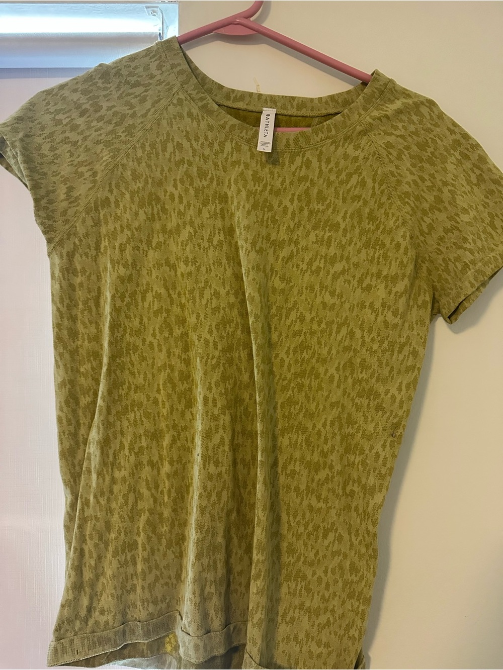Athleta Olive Green Subtle leopard print top